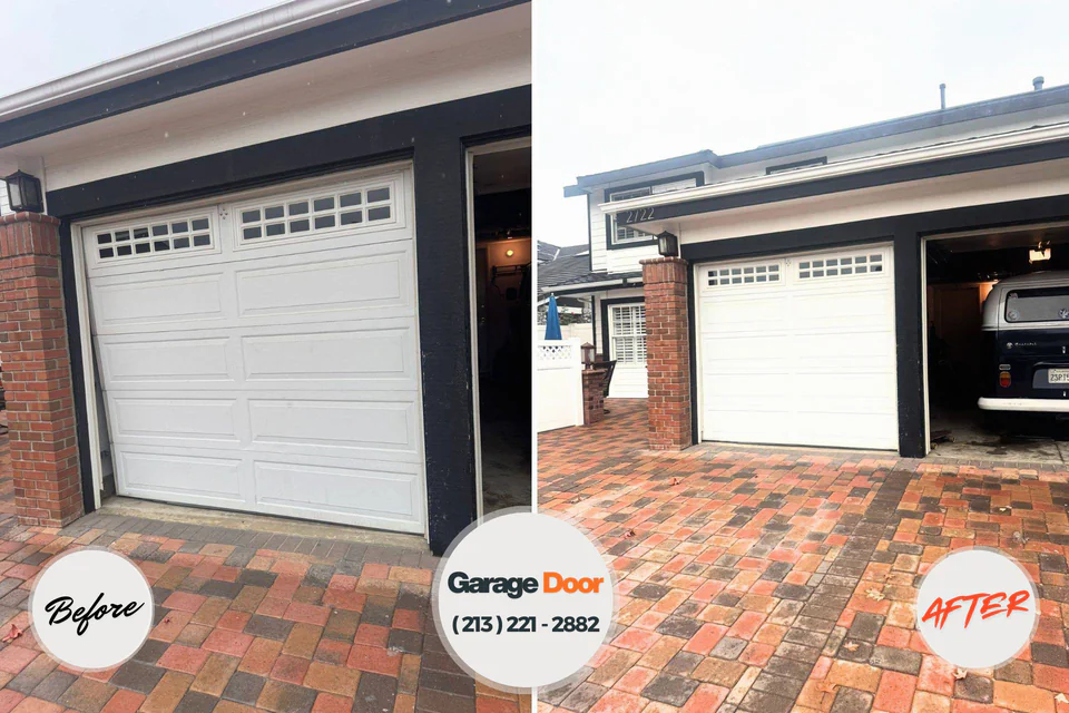 Before and after: garage door repair Rosemont, IL